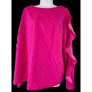 Ava & Viv Size 2X Pink Crepe Ruffle Long Sleeve Blouse Top Shirt